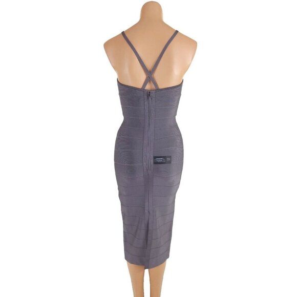 Herve Leger Recycled Rayon Midi Dress Size XS Womens Gray $630 - Picture 7 of 16